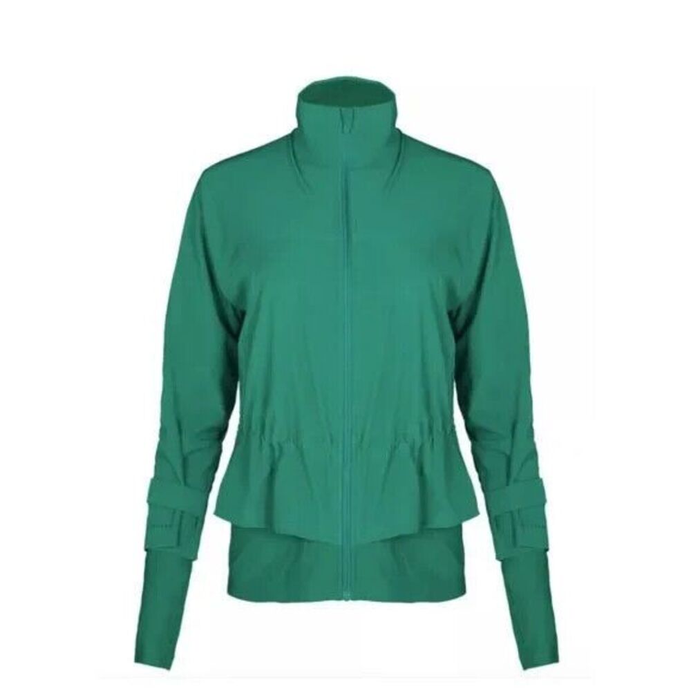 NWT New Womens Sweaty Betty Fast Lane Running Jacket M Wave Green Water resistan